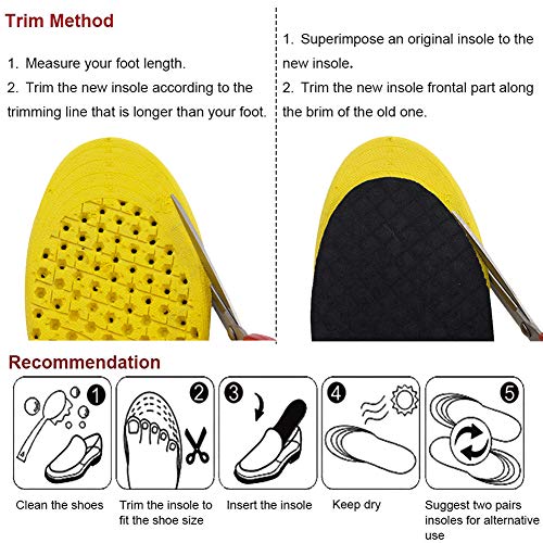 Image of Ailaka Elastic Shock Absorbing Height Increasing Sports Shoe Insoles, Soft Breathable Honeycomb Orthotic Replacement Inserts for Men & Women