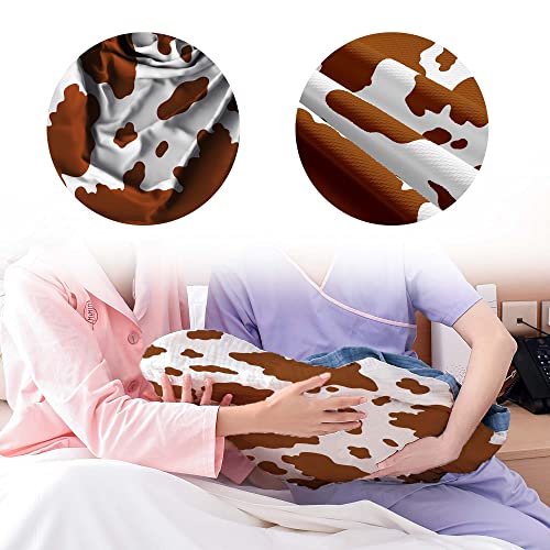 Image of Brown Cow Print Newborn Swaddle Blankets with Hat Sets,Newborn Receiving Blanket for Boy Girl,Swaddle Sack Shower One Size