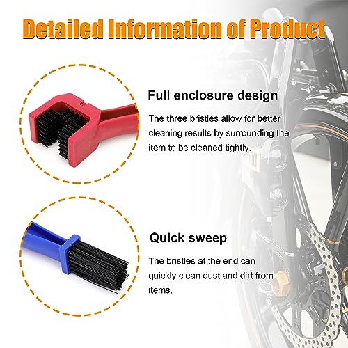 Ziciner 2 PCS Bike or Motorcycle Chain Washer, Motorcycle Chain Gear Dirt Clean Brushes, Universal Bicycle Chain Cleaning Brush Tool for Mountain Bike Heavy Duty Motorcycle (1 Red+ 1 Blue) - Image 3