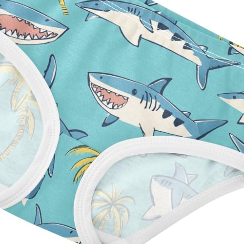 Wusikd Cute Shark Girls' Underwear Cotton Palm Tree Girls Briefs Soft Toddler Underwear 2T4