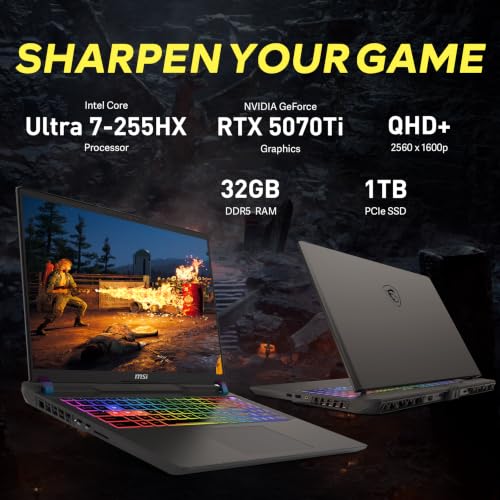 Image of msi Vector 16 HX AI 16 inch QHD+ 240Hz Gaming Laptop, Intel Core Ultra 7 255HX, GeForce RTX 5070 Ti, 32GB DDR5, 2TB Storage(1TB SSD+1TB Docking Station), 24-Zone RGB Keyboard, Wi-Fi 7, Win 11, Gray
