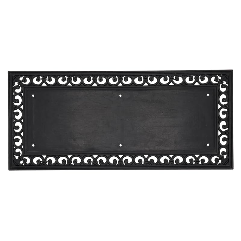 Felpudo decorativo de goma resistente con detalles labrados en negro