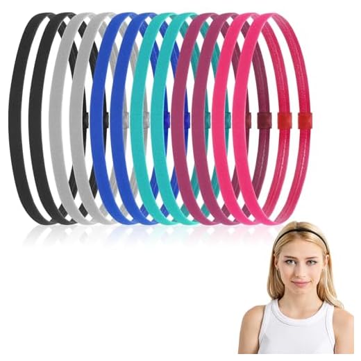 WILLBOND 12 Pieces Thin Non-Slip Elastic Sport Headbands, Hair Bands with Non Slip Silicone Grip Exercise Hair Sweatbands for Men Women Football Basketball Soccer Tennis Yoga (Multi-Colors)