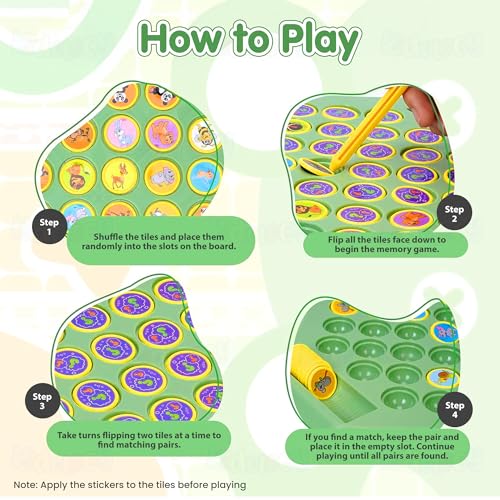 Image of Kidology Animal Memory Flip Chess Game | Montessori Matching Board Games with Animal & Fruit Tokens (50+ Pcs)| Educational Brain Teaser Development Activities for Kids & Families