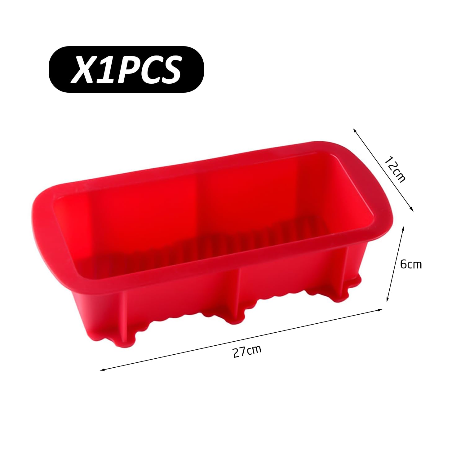 Stampo Da Forno In Silicone Rettangolare Rosso - Teglia Antiaderente Per Pane, Torte E Plumcake - 4