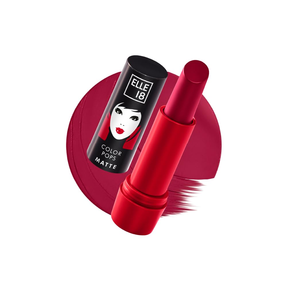 Elle 18 Color Pops Lipstick, Matte Texture - Red Wave, 4.3 gm