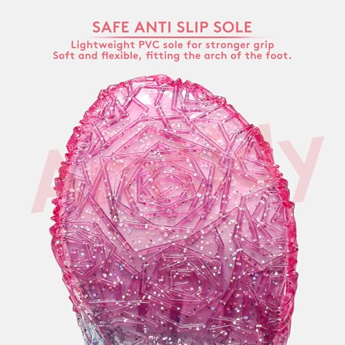 Amtidy Flats Mary Jane Dance Party Cosplay Shoes, Snow Queen Princess Birthday Sandals for Little Girls, Toddler4