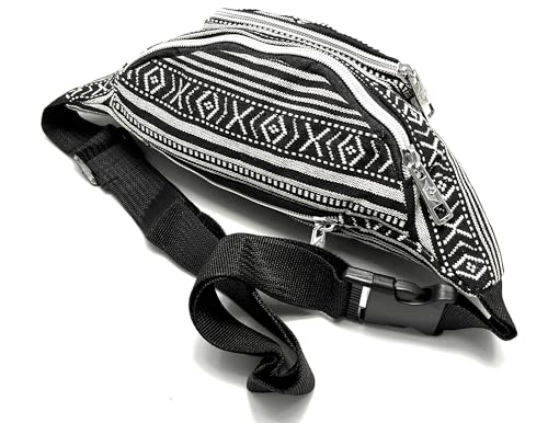Riñonera Hippie Estilo étnico riñonera para Hombres Mujeres y niños,Multicolor Bolsa para Viajes, Festivales, Vacaciones, Senderismo, Correr, al Aire Libre, Camping (Negro) - imagen 3