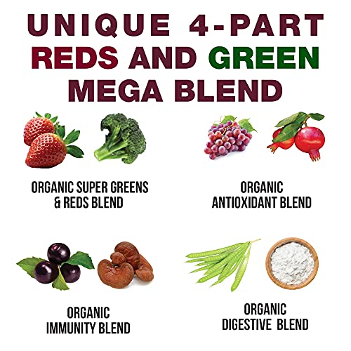 Kids Greens And Reds Superfood Powder. Best Tasting Organic Vegan Super Food Juice With 25+ Real Fruits And Vegetables. Gluten Free Real Food Vitamins. Green And Red Superfoods Supplement For Children #TOP7