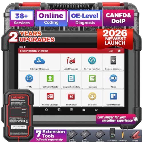 Launch X431 PRO Dyno 2026 Upgrade Bidirectional Scan Tool for 99.99% of Cars, ECU Coding, Active Tests, 38+ Services, All System Diagnostic Scanner, CAN-FD, FCA AutoAuth, 2 Years Free Update