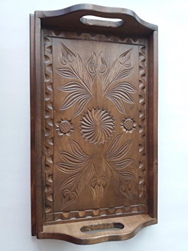 Nueva marr&oacute;n peque&ntilde;o madera hermosa de arce natural mano tallada bandeja, bandeja, plato...