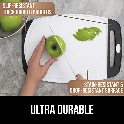 Gorilla Grip Original Oversized Cutting Board, 3 Piece, BPA Free, Dishwasher Safe, Juice Grooves, Larger Thicker Boards, Easy Grip Handle, Non Porous, Extra Large, Kitchen, Set of 3, Black