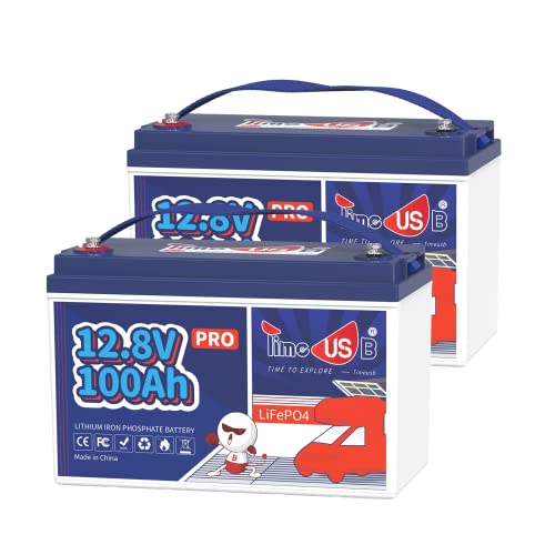 Timeusb 12V100AH PRO 2 PACK 12V 100Ah Pro Lifepo4 Battery 2 Packs, Grade A Battery Cells, Group 31 Deep Cycle Lithium Battery, 100A Bms,10-Year Lifetime, Suitable For Rv cover