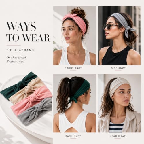 Image of WILLBOND 6 Pcs Tie Headband for Women Adjustable Bandana Sports Head Scarf