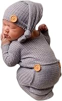 Vista 22 de Moda recién nacido niños niñas bebé sesión de fotos accesorios trajes ganchillo ropa sombrero de cola larga pantalones accesorios de fotografía