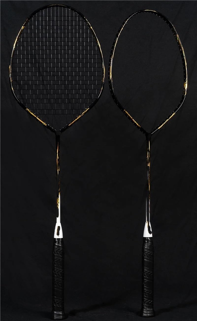 Badminton Set Racchetta da Badminton a V in Fibra di Carbonio, Superficie della Racchetta allargata, tolleranza migliorata, Accessori Inclusi, Borsa