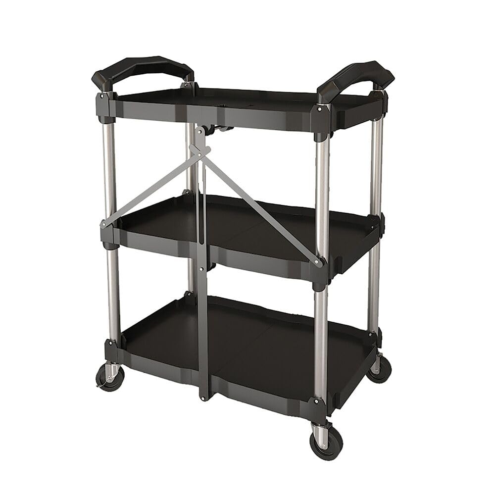 Carro plegable con ruedas, con 3 estantes, carro de barbacoa para exteriores para uso doméstico