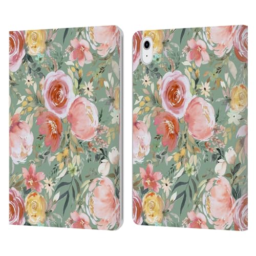 Étui portefeuille en cuir Ninola Pivoine pour iPad Air 11 2020-2025