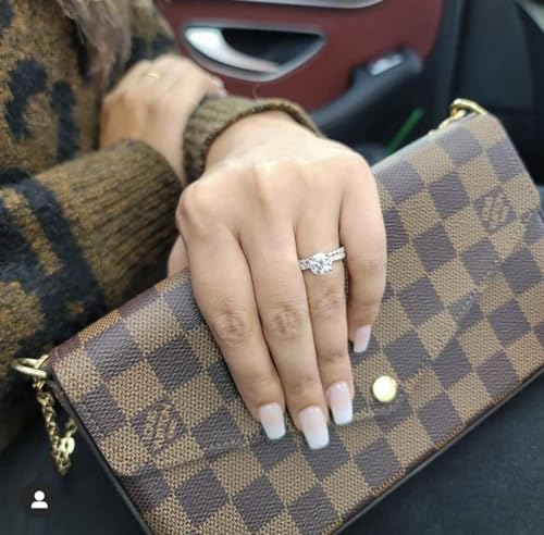 Moissanite Rings 2PCS Engagement Rings Set for Women | 2 Carat Oval Cubic Zirconia Wedding Sets | Wedding Band Ring | Promise Rings for Her 18K White Gold Plated Jeelry Gifts Size 6-10 Size 73