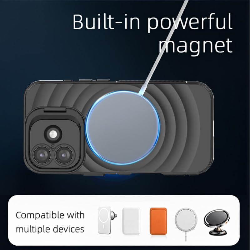 Image of LuxuryKase Shockproof Case for iPhone 17 | Ripple Pattern | Camera Protection | Inner Velvet Fabric Lining | Protective Cover with Enhanced Grip & Wireless Charging Support - Black