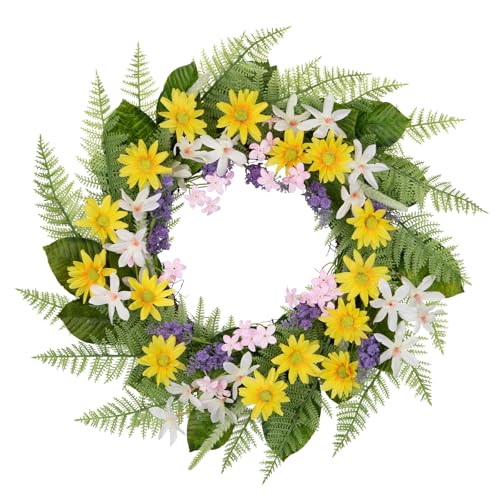 Arborus Spring Wreaths for Front Door 55cm Daisies Artificia
