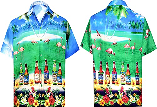 LA LEELA Men's Hawaiian Shirt Summer Beach3