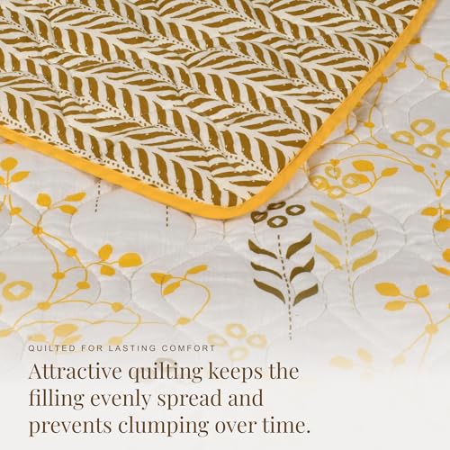 Image of HUESLAND Reversible AC Quilt Blanket Single Bed | 100% Cotton Quilted Shell, Super Soft 120 GSM Microfibre Wadding | Lightweight Comforter for All Weather Use | 55 x 88 inches, Petal