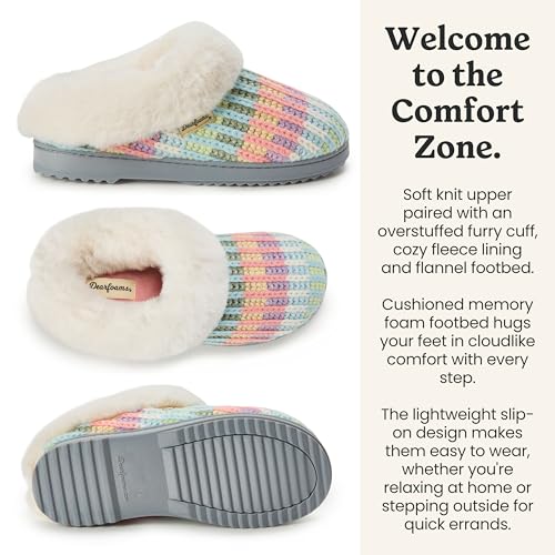 Image of Dearfoams Women's Memory Foam Cozy Soft House Slippers Gifts for Women Hannah Knit Clog House Shoes