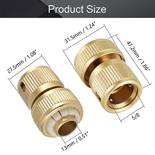 Othmro 5/8" Brass Quick Connectors Adapters Garden Hose Fittings 2pcs, Gold, 5/8 2pcs - Image 2