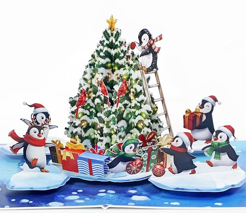 CUTPOPUP Pinguin Weihnachtskarten, Pop Up Karte Weihnachten,...