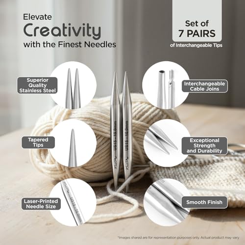 Image of KnitPro Stelo Midi Special Interchangeable Needle Set 4 inch (10cm) | 7 US Sizes (2.5 to 8)