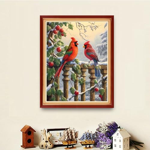 Image of Dooxvey Cross Stitch Kits for Adults Stamped Full Range of Embroidery Starter Kits for Beginners 11CT Printed Cross Stitch Patterns Needlepoint Kits Stamped Crossstitching-Bird Snow Scenery 16x20 inch