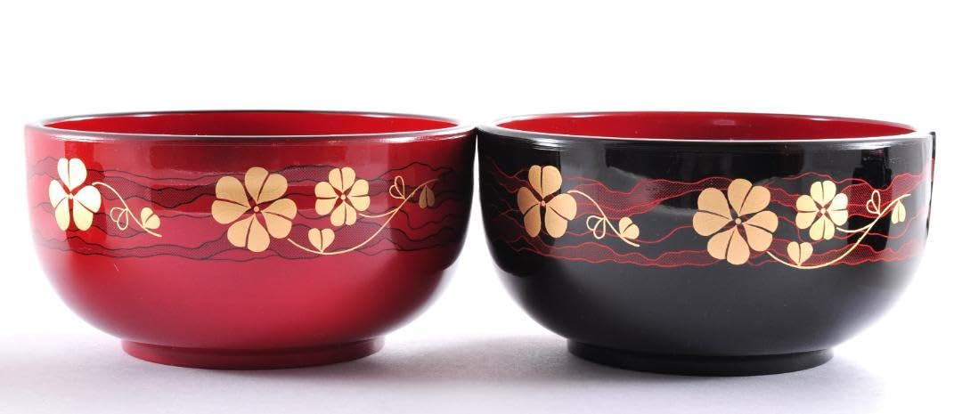 ご購入者様決定꒰未使用꒱ツイン大お椀 丼ぶり 黒塗り内朱 2個セット お正月 年末年始 食器 丼椀 布袋 電子レンジ対応 食洗機対応 刷毛目 930ml 木目調 多様椀