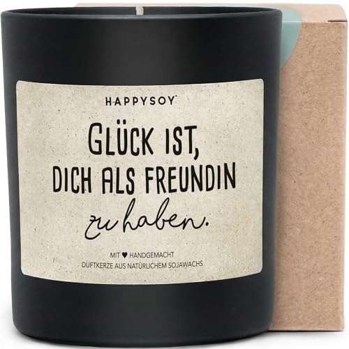 Glück ist, dich als Freundin zu haben - Duftkerze mit Spruch als Geschenk für Freundin, Beste Freundin, Dankeschön, blumiger Duft, Kerze im Glas