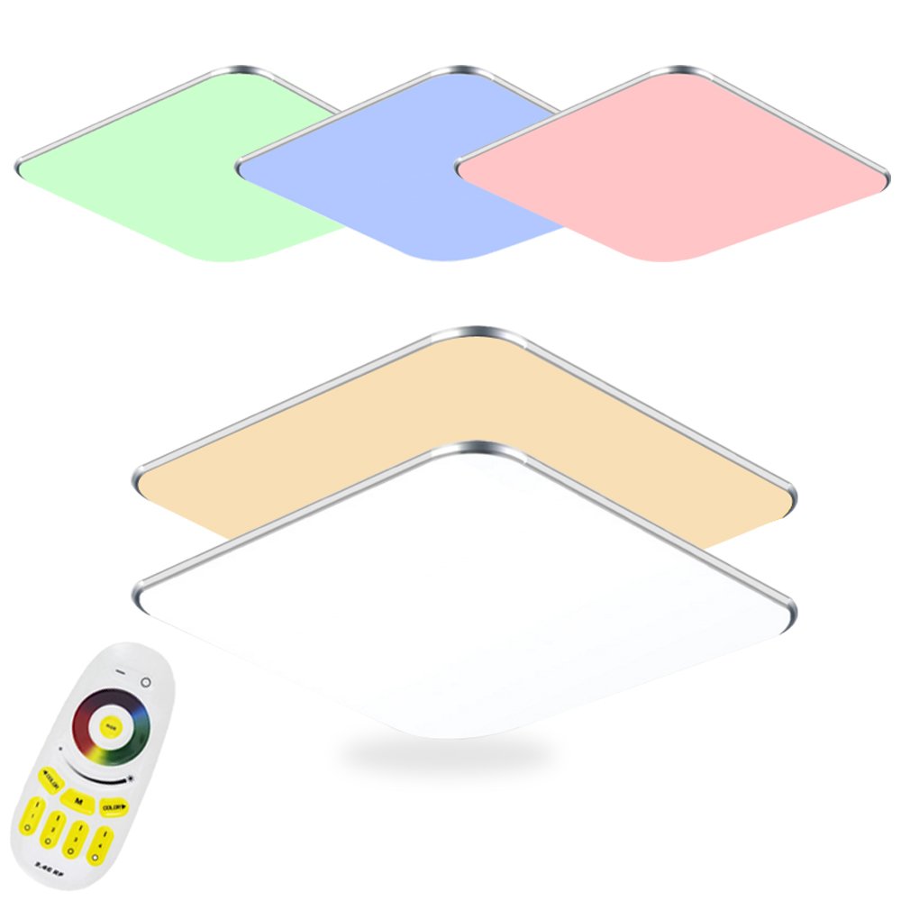 Sailun 36W LED Ceiling Light Silver Modern Ceiling Light Energy Saving For Living Room Bedroom Kitchen Hallway, red / green / blue, ohne 36.00 wattsW [Energy Class A++]