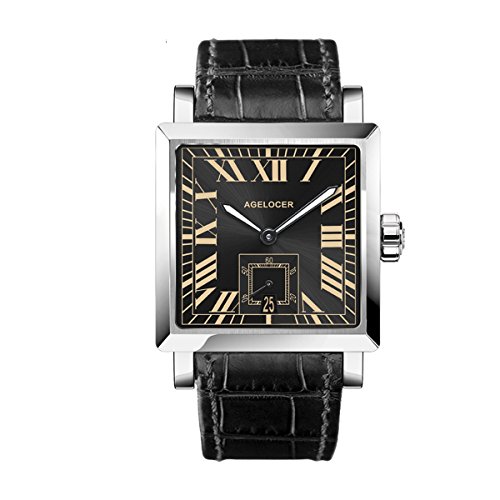 Preisvergleich Produktbild Agelocer Herren Uhr analog Automatik mit Leder Armband 3301A1-Black