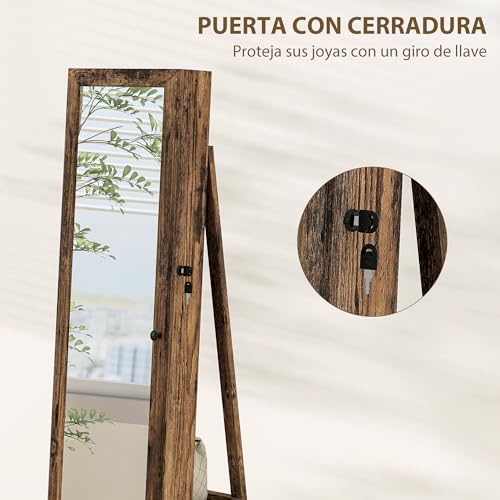 Espejo joyero de pie para organizar tus accesorios en el dormitorio rústico 7
