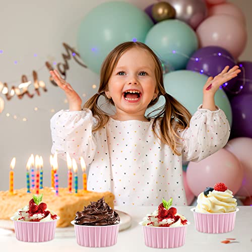 Jumbo Muffin Liners With Lids 50 Pack,Free-Air 5Oz Aluminum Foil Cupcake Cups Muffin Tins,Disposable Ramekins Cupcake Baking Pans Cupcake Holders For Custard Mini Pie -Pink #TOP5