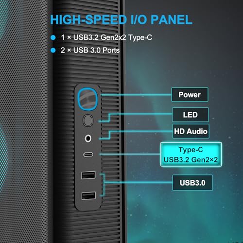 Image of SAMA S50 ATX Mid Tower Gaming PC Case, 4 ARGB PWM Fans, USB-C, Black | High Airflow Mesh Gaming Computer Case, Back-Connect Ready, 410mm GPU & 360mm AIO Support, GPU Bracket, 47mm Cable Management