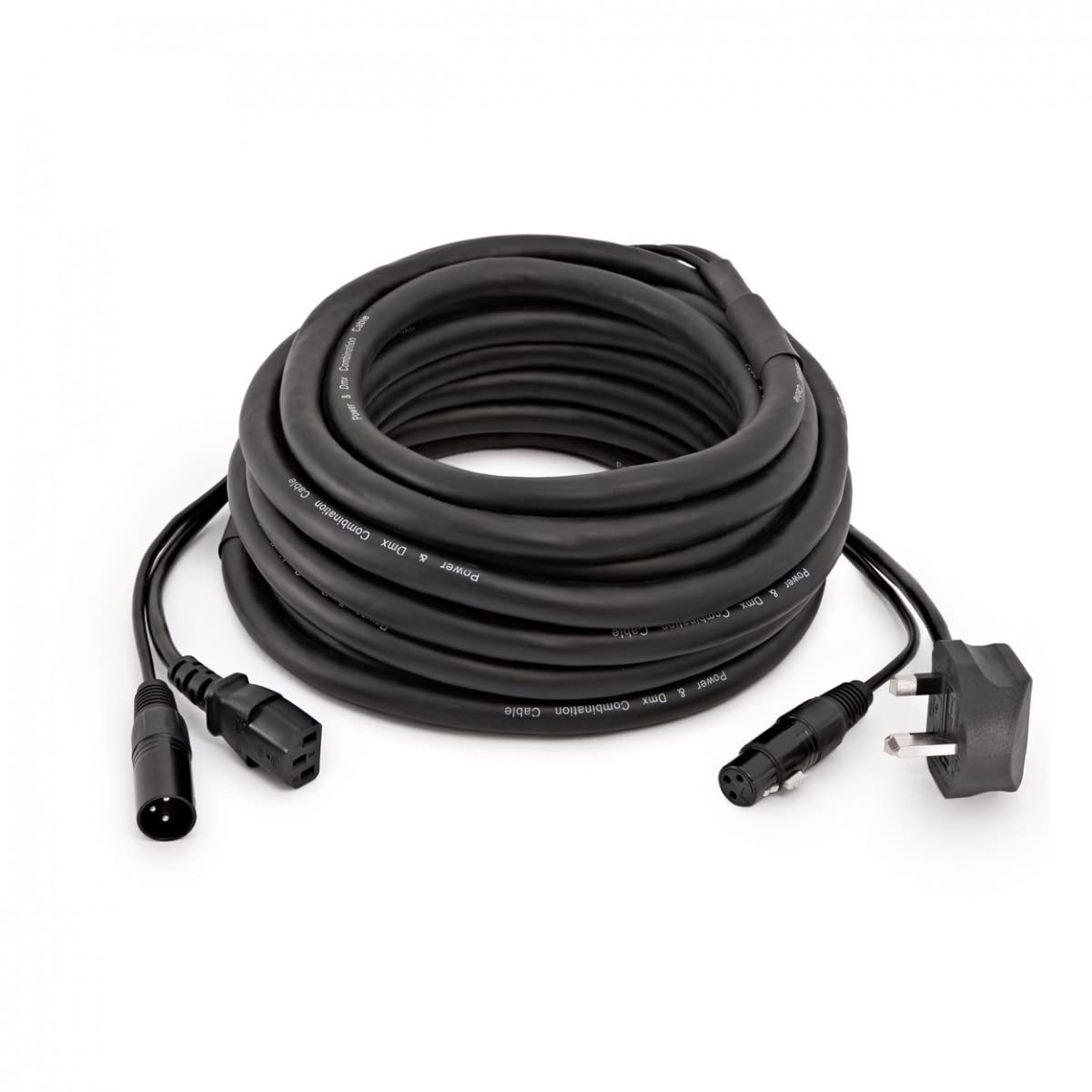 gear4music 10m IEC e XLR cavo combinato audio e alimentazione | Combina audio e alimentazione per cablaggi puliti, rivestito in PVC con anima in rame, compatibile presa UK