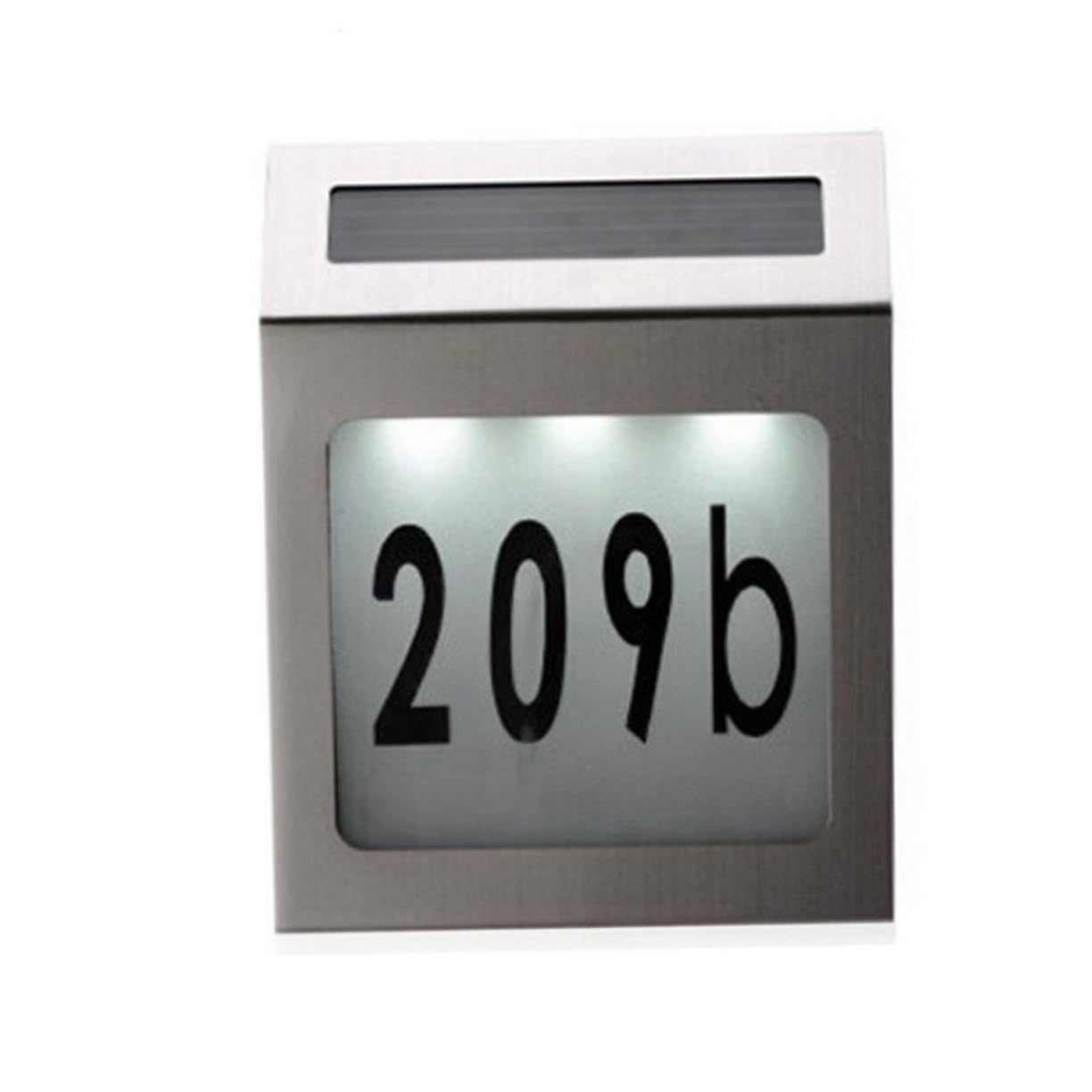 Targa Indirizzo Luminosa Solare in Acciaio Inox, Argento