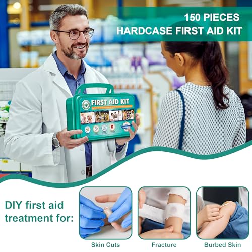 Image of General Medi 150 Pieces Hardcase First Aid Kit - First Aid Box Contains Premium Medical Supplies for Travel, Home, Office, Vehicle, Camping, Workplace & Outdoor