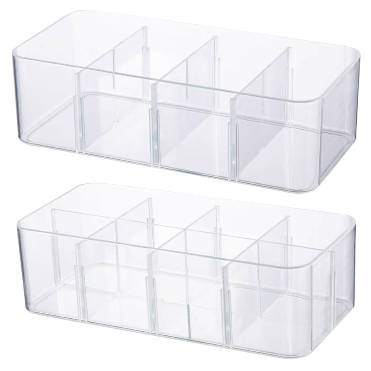 DECHOUS Boîte de Rangement Transparente Couvercle pour-Vêtements et Chaussettes 2 Pièces Organisateur à Plusieurs Compartiments pour Armoire et Dressing 8.2X13X8.2Cm