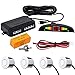 Riloer Kit Sensore di Parcheggio Posteriore, Sistema di Assistenza al Parcheggio con Display a LED Sensore Radar di Retromarcia Doppia CPU, Cicalino di Allarme per Auto con 4 Sensori Bianco