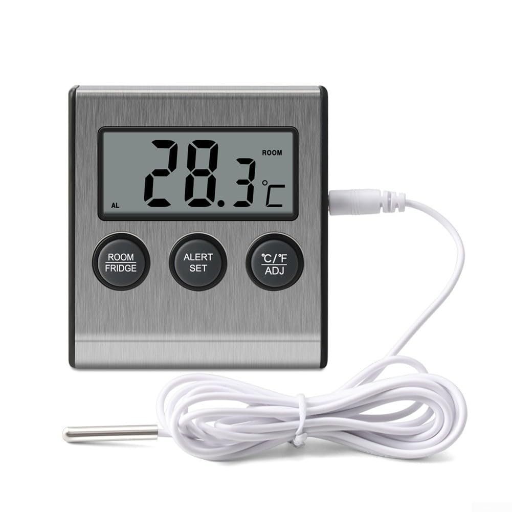 Digital LCD Refrigerator Thermometer With Audible Alarm Max,Min Temperature Records Indoor Room Temperature Monitor For Fridge