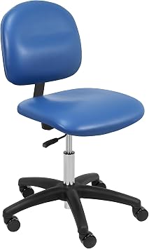 BenchPro Standard Multi-Purpose Vinyl Office Desk Height Chair with Adjustable seat and Back Height. Advanced Fabric seat Cover is Easy to Clean Blue