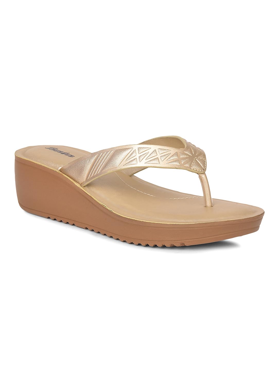 bata Women's Casual Thong Slipper - Gold-picture-41