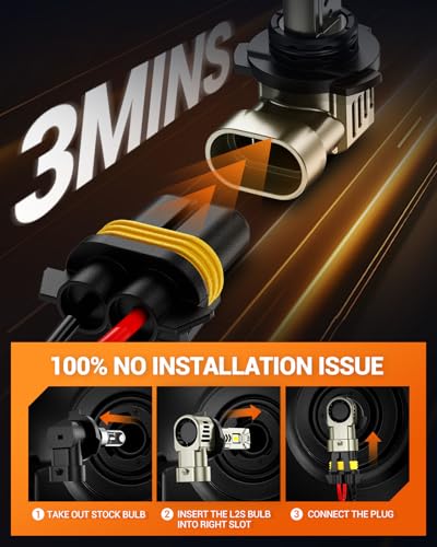 Image of SEALIGHT 9006 /HB4 Fog Bulbs 1:1 Real Design, 10X Super Bright L2S 9006 Light Bulb, 6500K Cool White, 20 Year+ Extended Lifespan, 3 Min Plug and Play, Pack of 2