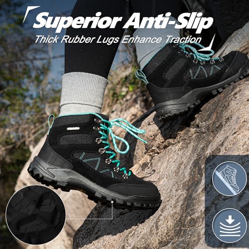 Image of R CORD Hiking Boots Women Waterproof Womens Hiking Boots for Outdoor Trekking Camping Trail Outdoor Hiking Shoes for Women