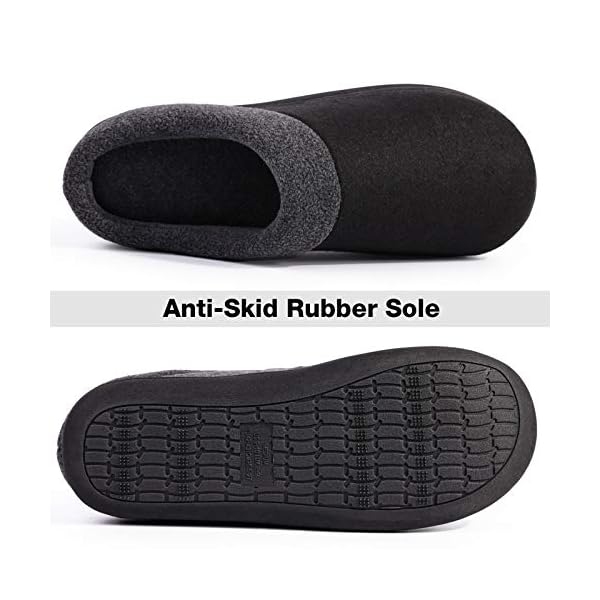 HomeIdeas Men's Felt Memory Foam Anti-Slip House Slippers, Breathable Indoor Outdoor Shoes - Image 5